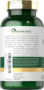 Side view of Carlyle bee complex vegetarian dietary supplement bottle showing non GMO seals.