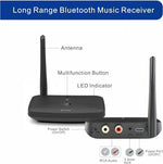 Besign Bluetooth stereo adapter showing back panel with dual RCA ports and 3.5mm auxiliary outputs