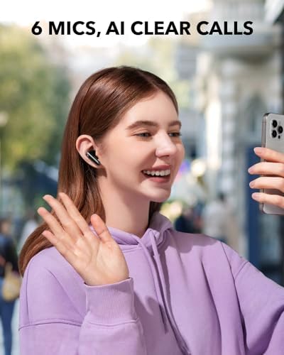 Top angle view of Soundcore P40i wireless earbuds in case