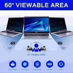 Comparison view of laptop screen with and without privacy filter