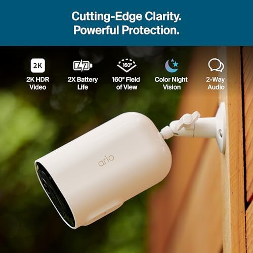 Arlo wire free smart home security camera side angle premium design