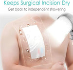 GoToHere post surgical water barrier transparent shield showing the non-adhesive center pad design.