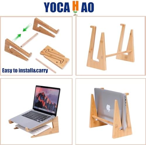 YOCAHAOY wooden notebook bracket exploded view showcasing the simple four piece assembly parts