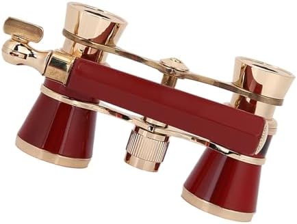 Donanfe 3X25 red opera binoculars alongside the included soft lens cleaning cloth