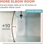 Matte black shower rod installed in a modern bathroom