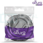 Altura Photo 58mm snap-on protective lens cap displayed with microfiber cleaning cloth
