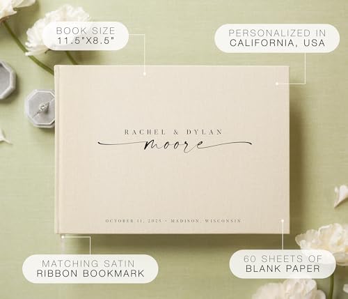 Modern Album Designs guest book custom name engraving detail