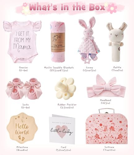 Golray newborn baby girl premium nine piece cotton clothing and swaddle set