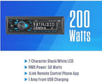 Jensen car stereo showing Bluetooth connectivity icon