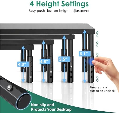 OPNICE black wood laptop stand showing the four adjustable height levels