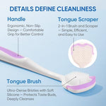 Close up of high density bristles on BodyAccel tongue scraper brush