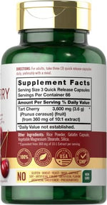 Carlyle Tart Cherry Supplement label showing 3600mg potency