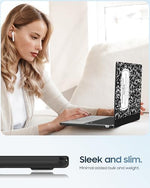 Fintie composition book hard cover close up view emphasizing scratch resistant premium polycarbonate material