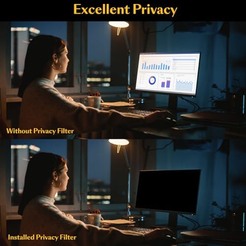 Anti blue light glare eye protection shield being magnetically attached to a PC monitor