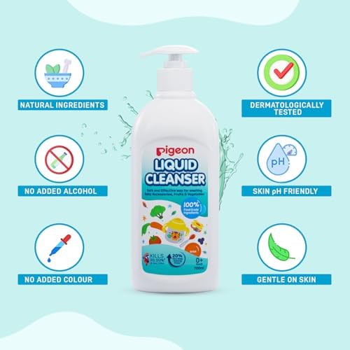 Pigeon Liquid Cleanser Naturals 700 ml | pH Friendly | No Added Color & Alcohol | Natural Baby Cleanser for Feeding Bottles, Accessories, Fruits & Vegetables - Image 5