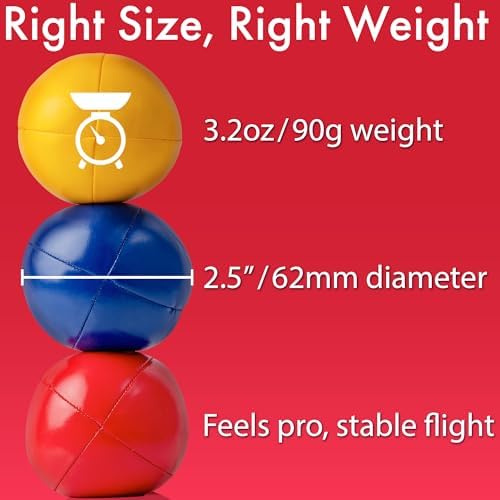 High contrast multicolored juggling set for kids and adults showcasing visual tracking colors