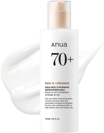 ANUA Rice 70 Intensive Moisturizing Milk, Lotion for Deep Hydration and Nourishing, Glowy Glass Skin, Rice Water, Niacinamide, Ceramides, Lightweight, Korean Skincare, 150ml/ 5.07 fl.oz. - Image 1