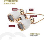 Complete ESSLNB theater glasses set including white binoculars chain and case