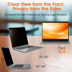 Removable anti glare blue light filter computer privacy shield showcasing sixty degree side blanking effect.