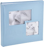 Pioneer DA-200COLB/B baby blue memory book highlighting the close up of the embossed text and front frame collage.