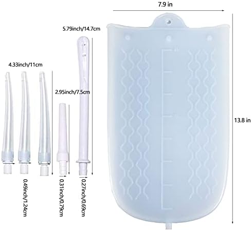Five different sizes of soft replaceable enema tips included in the GNEGKLEAN kit.