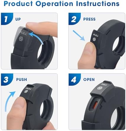 Fahren premium motorcycle mobile charger packaging box detailing specifications and safety features.