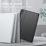 JETech shockproof tablet shell demonstrating precise cutouts for buttons and dual anti slip grooves