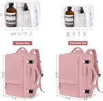 Hanples seventeen inch laptop daypack opened flat at one hundred and eighty degrees revealing padded interior cushioning