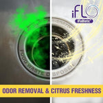 Iflo cleaning pods being placed into kitchen sink drain