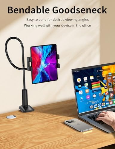 Close up look at the adjustable non slip silicone clamp mechanism of the flexible long arm tablet mount.