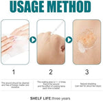 Transparent liquid dressing for skin showing the flexible film texture on a hand scrape.