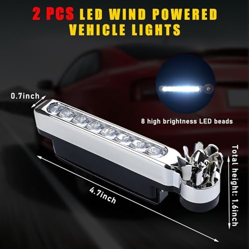 Two pieces of white LED wind energy daytime running lights with adjustable brackets