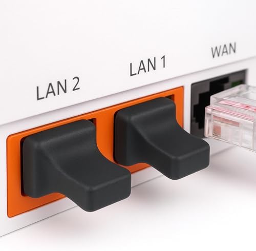 Black silicone RJ45 port stopper for routers