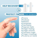 Two sizes of transparent gel finger protectors displayed side by side.