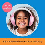 Child wearing Lucid Audio noise reduction earmuffs for travel