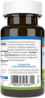 Close up of Carlson Chelated Manganese bottle branding