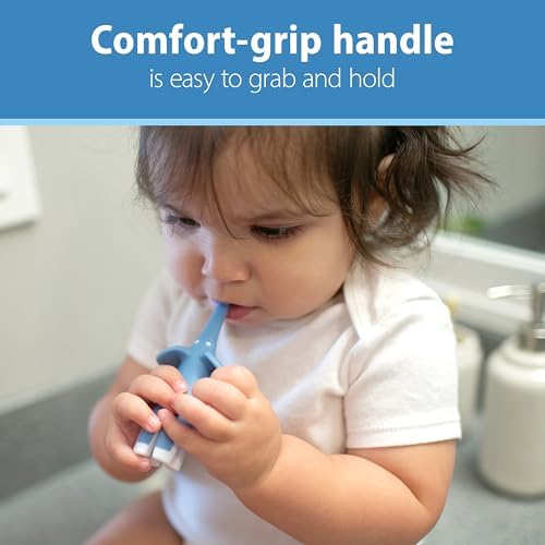 Dr. Brown's toddler toothbrush standing upright on stable base