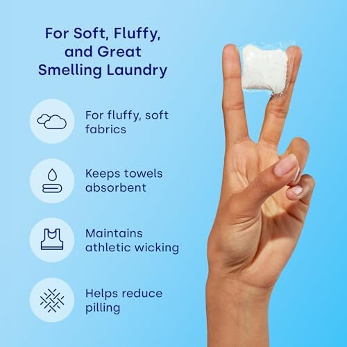 Dropps 32 count laundry pods showing the mineral based softening agent technology.