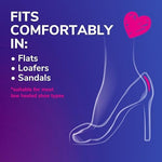 Clear gel heel liners for discreet all day shoe comfort.