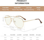 Model wearing gold frame aviator blue light blocking glasses