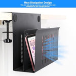 MAXECHO laptop holder showing safe storage of a premium tablet and notebook underneath the desk