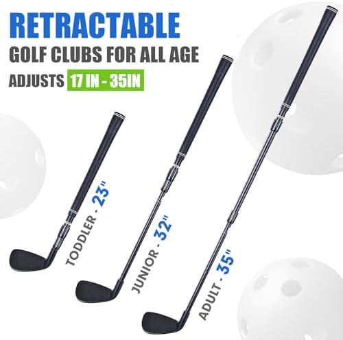 Collapsible golf club showing adjustable telescopic shaft mechanism
