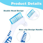 Premium hygiene denture cleaner set with ergonomic non slip rubber grip handle close up