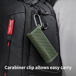 Full retail packaging contents including carabiner, eject pin, and green PGYTECH card reader case assembly