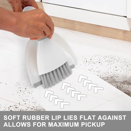 Side view of the gray and white mini cleaning set for pet cages and desks.