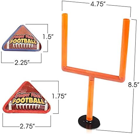 Orange plastic miniature football goal posts with suction cups attached to an office desk.