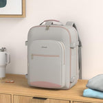 LOVEVOOK forty liter carry on bag opened flat at one hundred and eighty degrees showcasing empty interior.