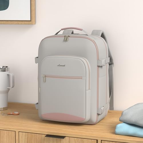 LOVEVOOK forty liter carry on bag opened flat at one hundred and eighty degrees showcasing empty interior.