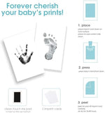 Pearhead babyprints photo frame showing beige mat and newborn pictures