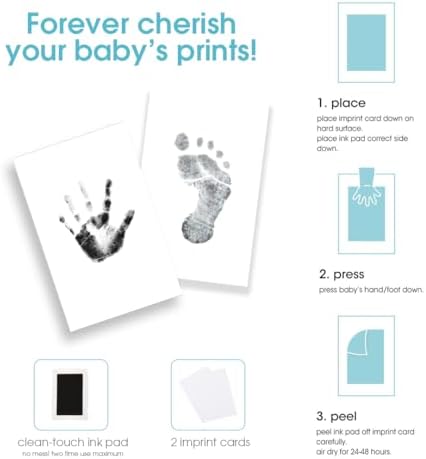 Pearhead babyprints photo frame showing beige mat and newborn pictures